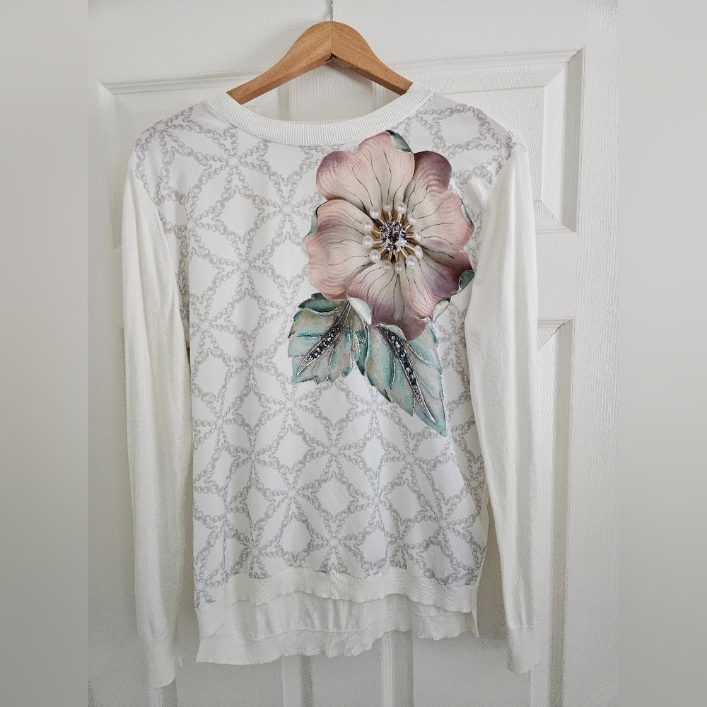 Ted Baker London Belie Gem Gardens Woven Front Jumper, NWOT